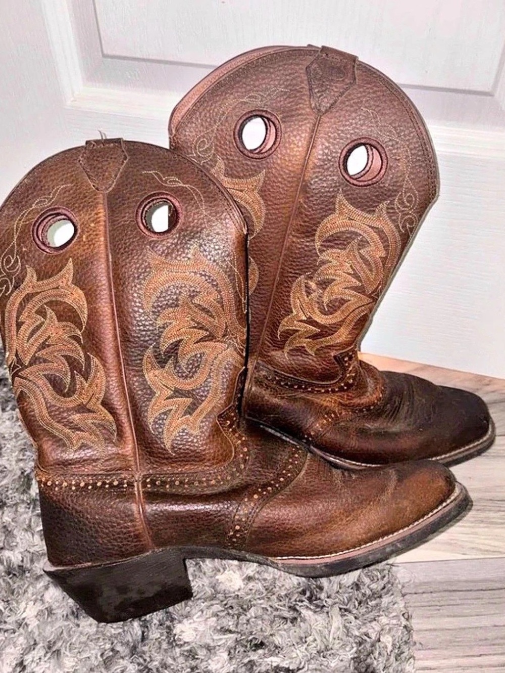 Justin Western Boot Brown Floral Boots